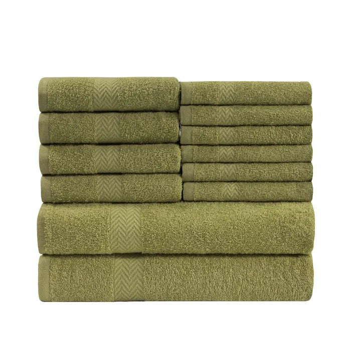 Eco-Friendly Cotton Absorbent Assorted 12 Piece Towel Set