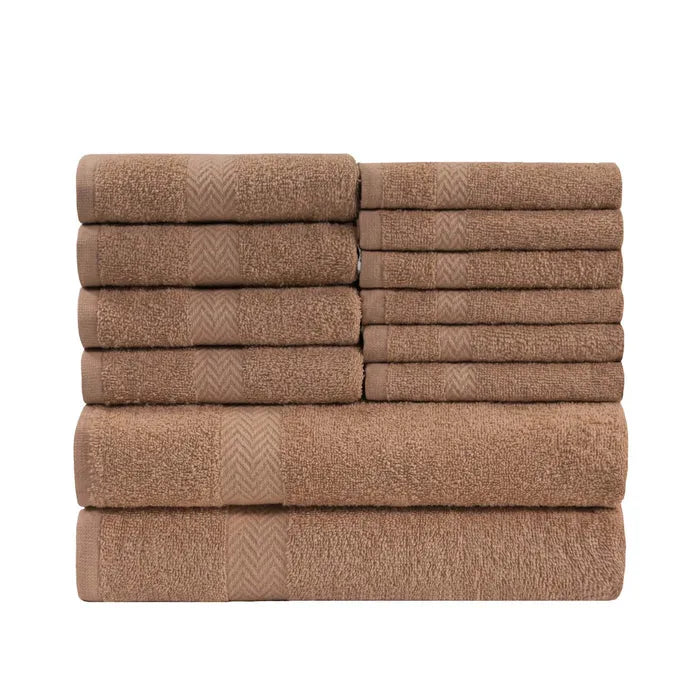 Eco-Friendly Cotton Absorbent Assorted 12 Piece Towel Set