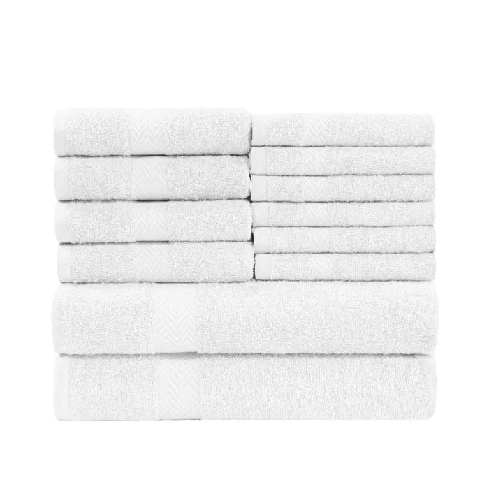 Eco-Friendly Cotton Absorbent Assorted 12 Piece Towel Set