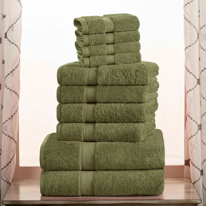 Egyptian Cotton Pile Heavyweight Highly Absorbent 10 Piece Towel Set