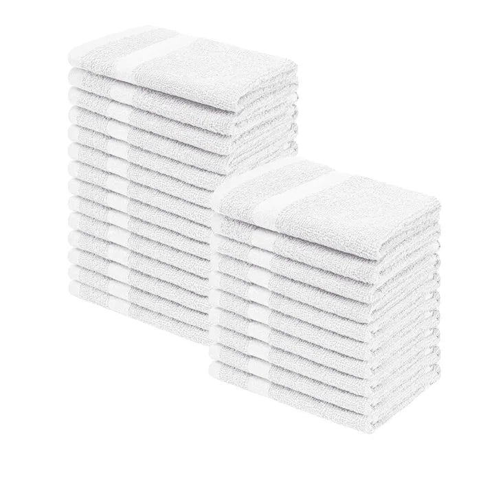 Eco-Friendly Cotton Absorbent 24-Piece Washcloth / Face Towel Set