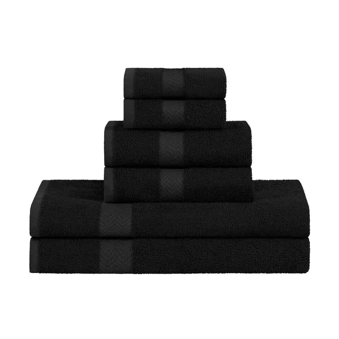 6 Piece Cotton Eco-Friendly Soft Absorbent Towel Set