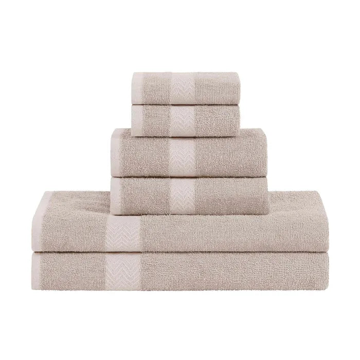 6 Piece Cotton Eco-Friendly Soft Absorbent Towel Set