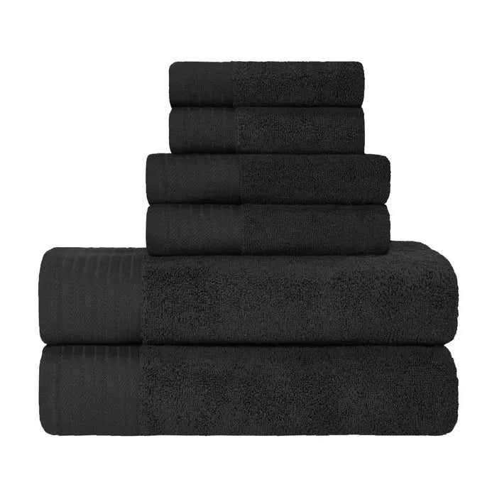 Turkish Cotton Herringbone Solid Assorted 6 Piece Towel Set