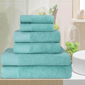 Turkish Cotton Herringbone Solid Assorted 6 Piece Towel Set