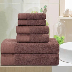 Turkish Cotton Herringbone Solid Assorted 6 Piece Towel Set