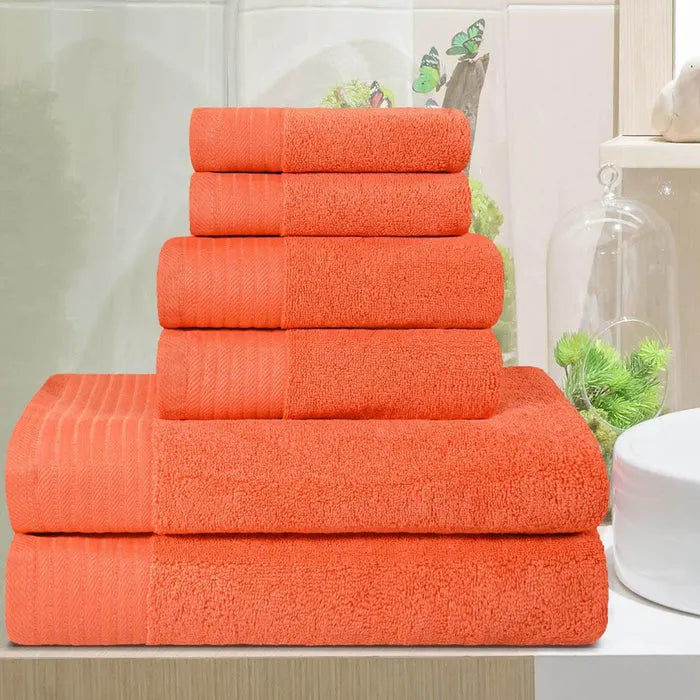 Turkish Cotton Herringbone Solid Assorted 6 Piece Towel Set