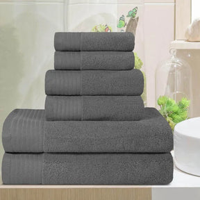 Turkish Cotton Herringbone Solid Assorted 6 Piece Towel Set