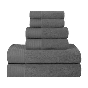 Turkish Cotton Herringbone Solid Assorted 6 Piece Towel Set