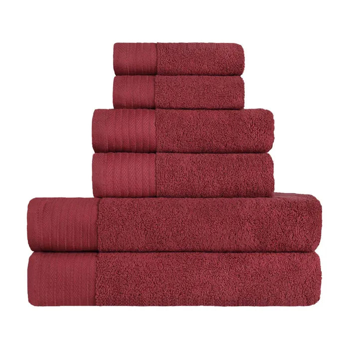 Turkish Cotton Herringbone Solid Assorted 6 Piece Towel Set