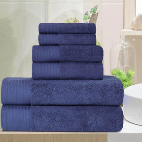 Turkish Cotton Herringbone Solid Assorted 6 Piece Towel Set