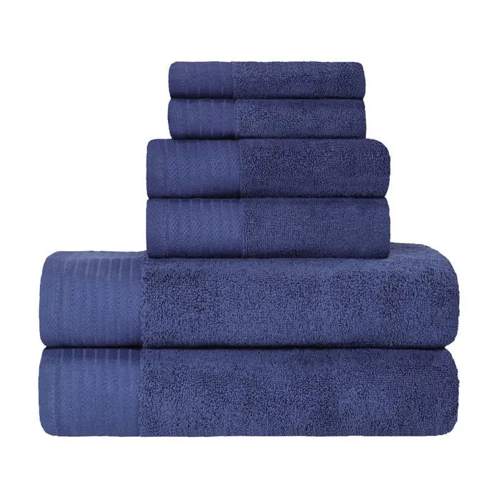 Turkish Cotton Herringbone Solid Assorted 6 Piece Towel Set