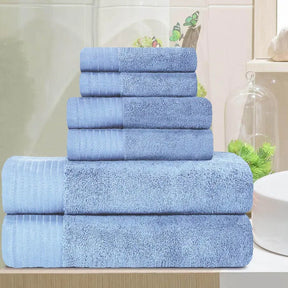 Turkish Cotton Herringbone Solid Assorted 6 Piece Towel Set