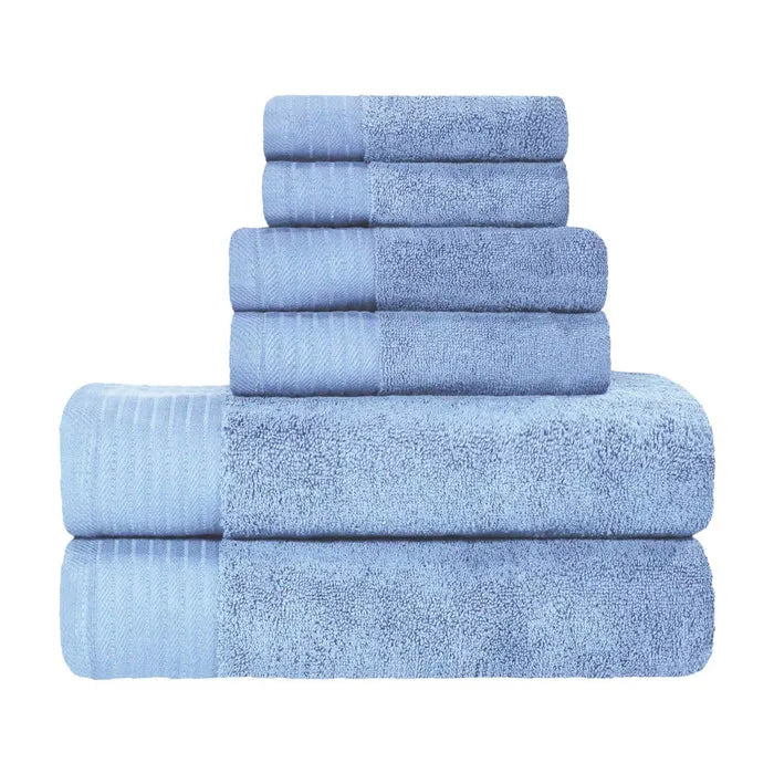 Turkish Cotton Herringbone Solid Assorted 6 Piece Towel Set