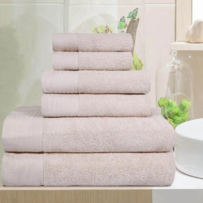 Turkish Cotton Herringbone Solid Assorted 6 Piece Towel Set