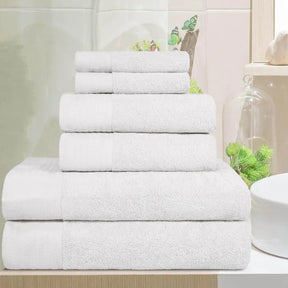 Turkish Cotton Herringbone Solid Assorted 6 Piece Towel Set