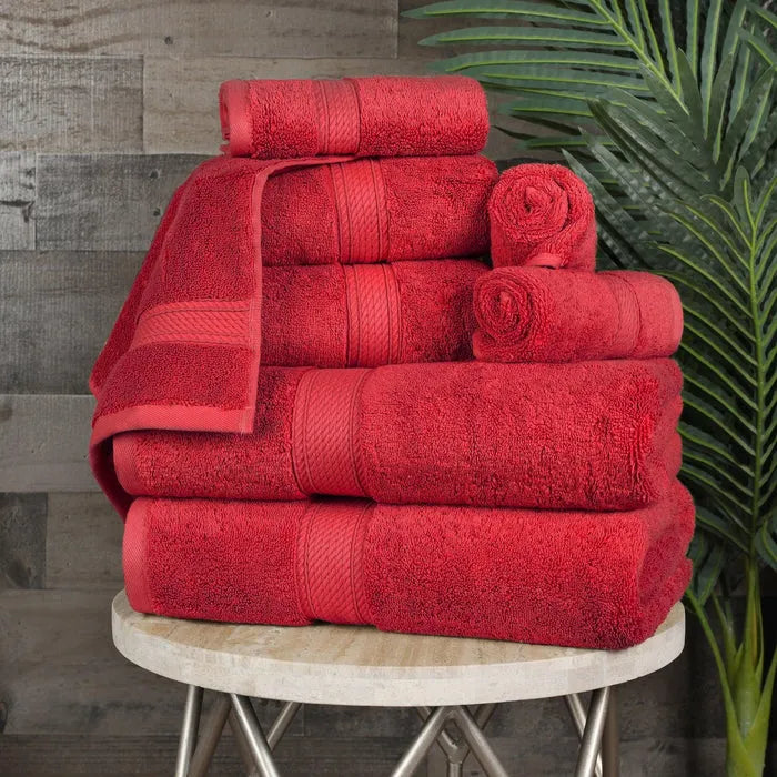 Egyptian Cotton Pile 8 Piece Ultra Plush Solid Towel Set