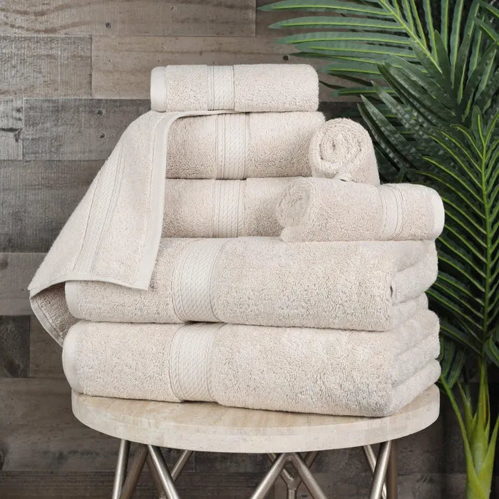 Egyptian Cotton Pile 8 Piece Ultra Plush Solid Towel Set