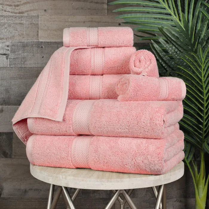 Egyptian Cotton Pile 8 Piece Ultra Plush Solid Towel Set