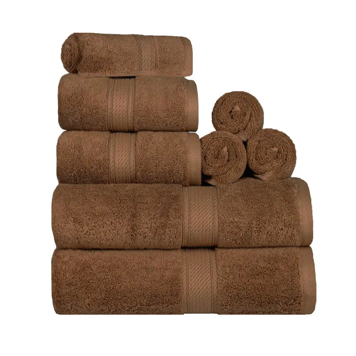 Egyptian Cotton Pile 8 Piece Ultra Plush Solid Towel Set