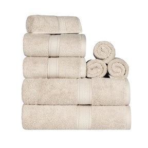 Egyptian Cotton Pile 8 Piece Ultra Plush Solid Towel Set