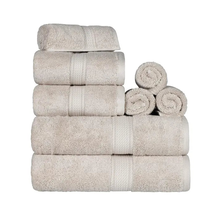 Egyptian Cotton Pile 8 Piece Ultra Plush Solid Towel Set