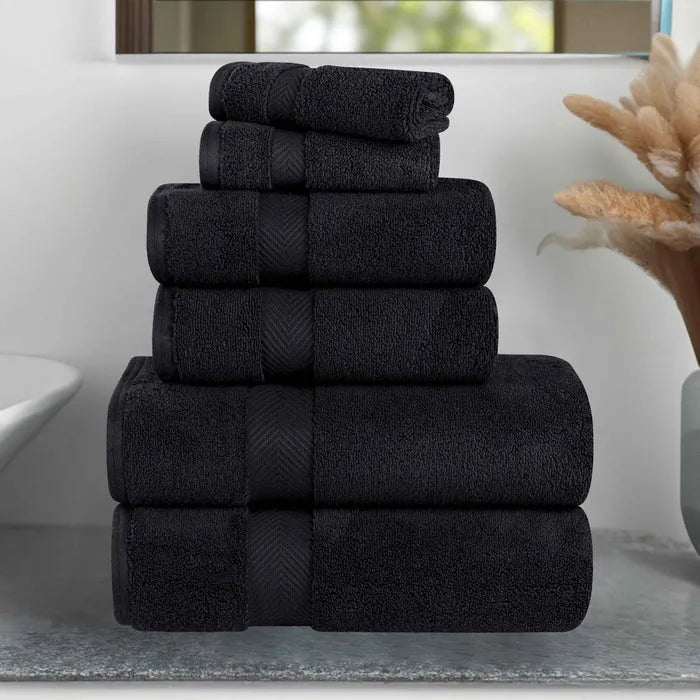 Zero-Twist Cotton Quick-Drying Absorbent Assorted 6 Piece Towel Set