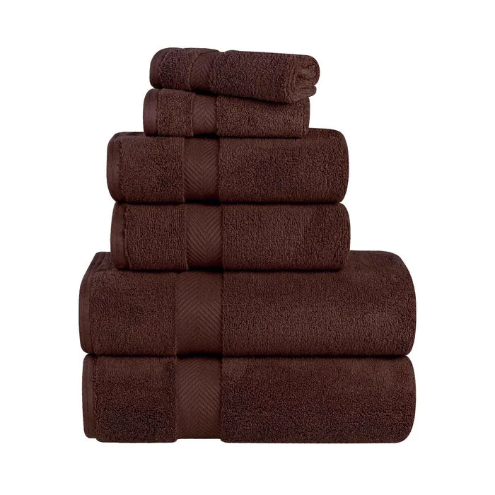 Zero-Twist Cotton Quick-Drying Absorbent Assorted 6 Piece Towel Set