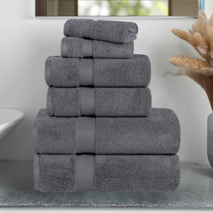 Zero-Twist Cotton Quick-Drying Absorbent Assorted 6 Piece Towel Set