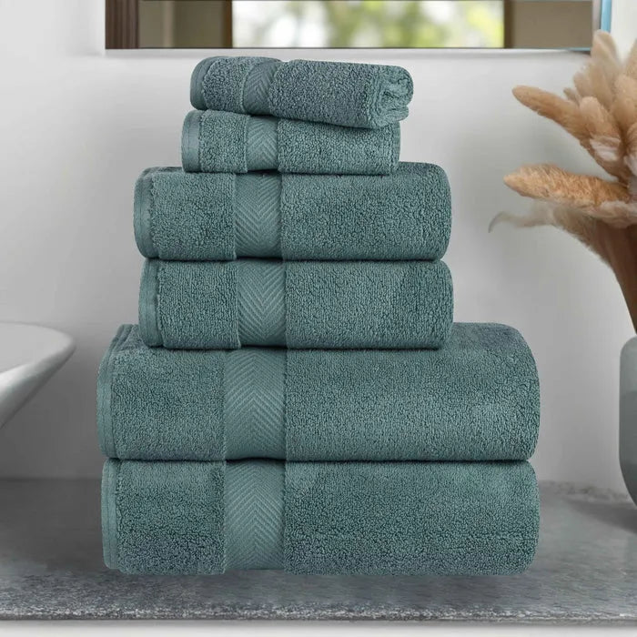 Zero-Twist Cotton Quick-Drying Absorbent Assorted 6 Piece Towel Set