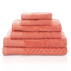 Basketweave Jacquard and Solid 6 Piece Egyptian Cotton Towel Set