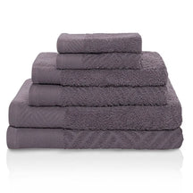 Basketweave Jacquard and Solid 6 Piece Egyptian Cotton Towel Set