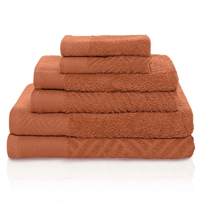 Basketweave Jacquard and Solid 6 Piece Egyptian Cotton Towel Set