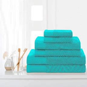 Basketweave Jacquard and Solid 6 Piece Egyptian Cotton Towel Set