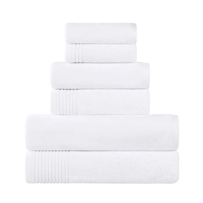 Cotton Marble and Solid Quick Dry 6 Piece Assorted Bathroom Towel Set