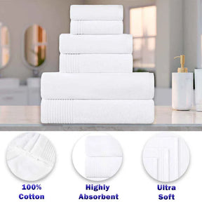 Cotton Marble and Solid Quick Dry 6 Piece Assorted Bathroom Towel Set