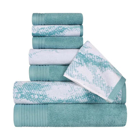 Cotton Marble and Solid Quick Dry 8 Piece Assorted Bathroom Towel Set