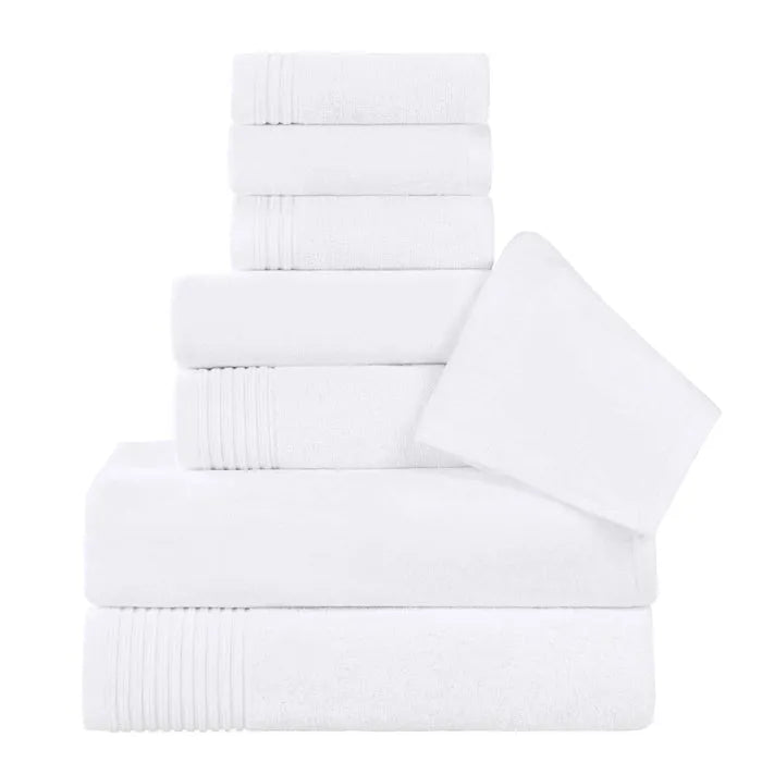 Cotton Marble and Solid Quick Dry 8 Piece Assorted Bathroom Towel Set