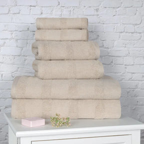 Roma Cotton Ribbed Textured Soft Absorbent 6 Piece Assorted Towel Set