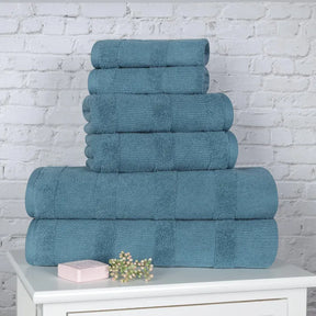 Roma Cotton Ribbed Textured Soft Absorbent 6 Piece Assorted Towel Set