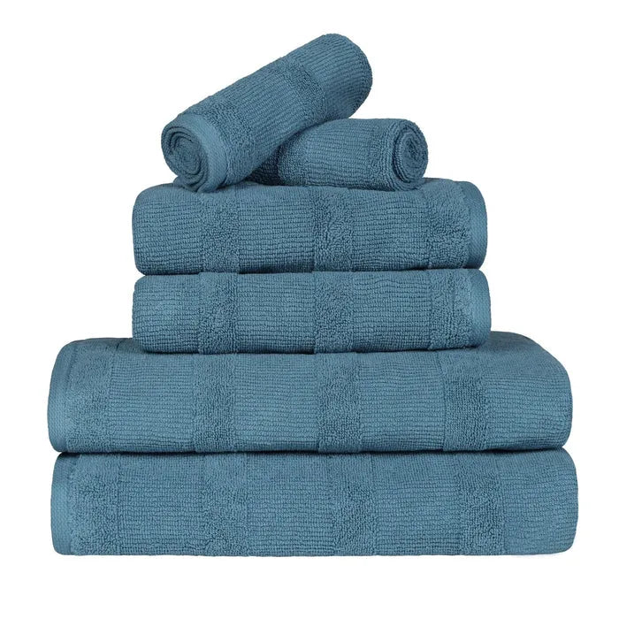 Roma Cotton Ribbed Textured Soft Absorbent 6 Piece Assorted Towel Set