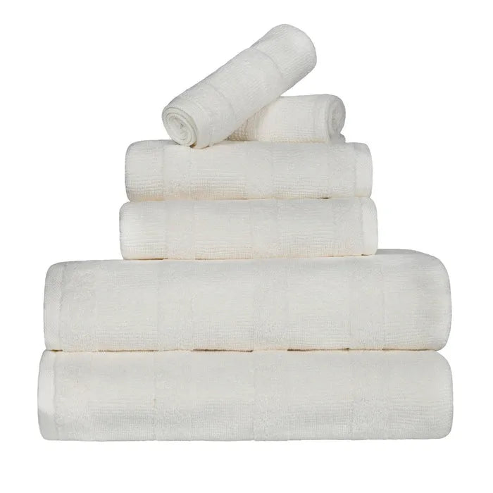 Roma Cotton Ribbed Textured Soft Absorbent 6 Piece Assorted Towel Set