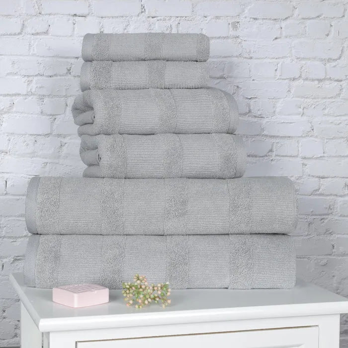 Roma Cotton Ribbed Textured Soft Absorbent 6 Piece Assorted Towel Set