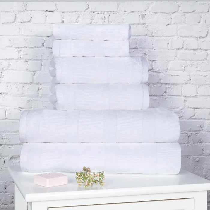 Roma Cotton Ribbed Textured Soft Absorbent 6 Piece Assorted Towel Set