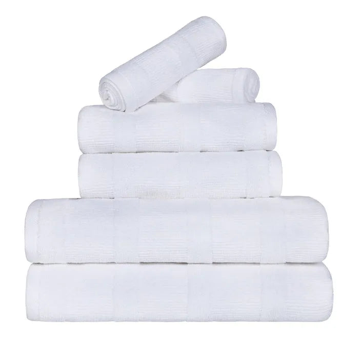 Roma Cotton Ribbed Textured Soft Absorbent 6 Piece Assorted Towel Set