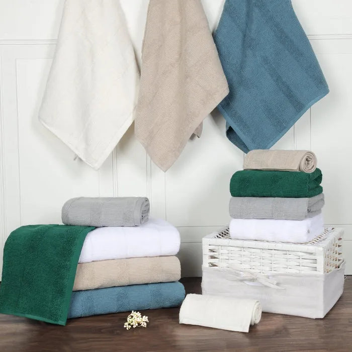 Roma Cotton Ribbed Textured Soft Absorbent 6 Piece Assorted Towel Set