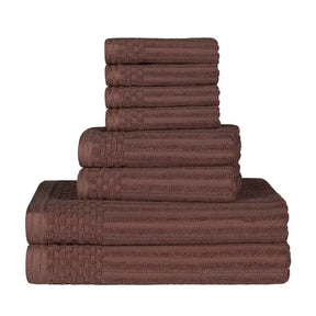 Soho Ribbed Cotton Absorbent Medium Weight 8 Piece Towel Set