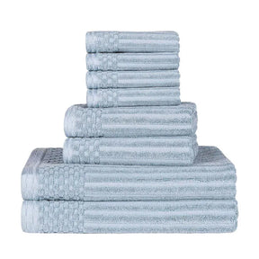 Soho Ribbed Cotton Absorbent Medium Weight 8 Piece Towel Set