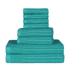 Soho Ribbed Cotton Absorbent Medium Weight 8 Piece Towel Set