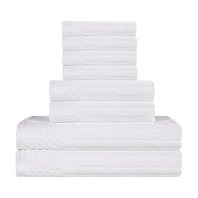 Soho Ribbed Cotton Absorbent Medium Weight 8 Piece Towel Set